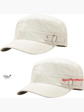 2 Pack Cotton Cadet Army Military Baseball Caps Adjustable Flat Top